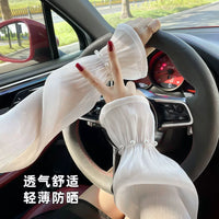 Women's Lace Sun Protection Arm Sleeves UV Protection Driving Gloves Thin Ice Silk