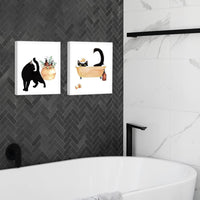 Cute Black Cat Unframed Wall Art Print for Bathroom Decor