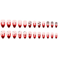 Halloween Blood Drip French Manicure Press-On Nails with Bat Design, 24pcs