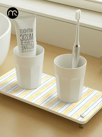 Diatomaceous Earth Absorbent Mat for Bathroom Countertops and Sinks, Quick Dry Tray for Toothbrush Cups and Toiletries