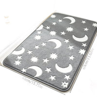 Coral Fleece Luminous Bath Mat Set - Non-Slip Absorbent Bathroom Rugs with Star & Moon Glow Pattern
