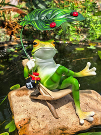 Creative Reclining Frog Garden Decor Figurine for Patio Balcony Home Decoration