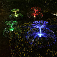 Solar Powered Jellyfish Landscape Lights Outdoor Waterproof Color Changing Fiber Optic Garden Decor