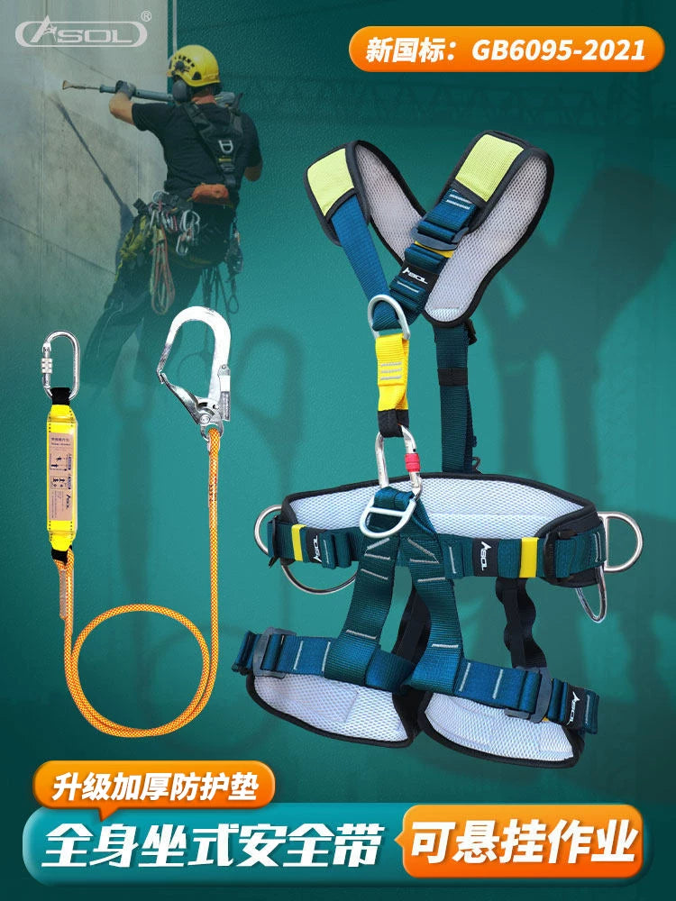 Full Body 5-Point Harness for Outdoor High-Altitude Work, Rock Climbing, and Rappelling
