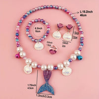 Kids' Dopamine Mermaid Tail Shell Necklace & Bracelet Jewelry Set