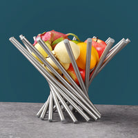 Rotating Stainless Steel Fruit Basket for Tabletop Display