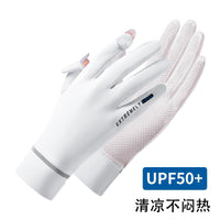 Summer UV Protection Fingerless Gloves for Women, Breathable Mesh Sunscreen Ice Silk Gloves for Outdoor Cycling and Driving