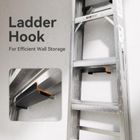 Heavy-Duty Steel Wall Mount Ladder Storage Hooks for Garage, A-Frame Ladders, Folding Chairs, and Outdoor Carts