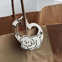 Cute Cat Dog Stainless Steel Carabiner Keychain for Bags