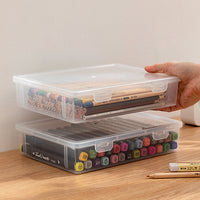 Large Capacity Transparent Stationery Storage Box for Pens and Art Supplies, Stackable Organizer