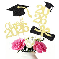 Class of 2026 Graduation Cap Certificate Flower Arrangement Picks - 16-Piece Set