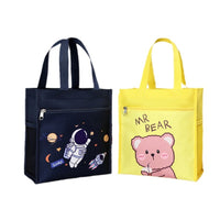 Large Portable Insulated Lunch Bag for Kids, Cartoon Canvas Bento Box Tote