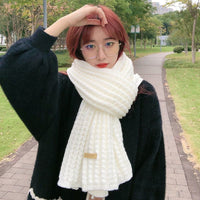 Knitted Solid Color Winter Scarf for Women and Students