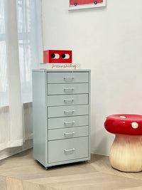 35cm Wide Metal Storage Cabinet with Multi-Layer Drawers for Living Room Snacks and Sundries