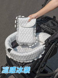 Pet Stroller Cooling Mat Set with Magnetic Anti-Scratch Edge Pad and Ice Silk Liner