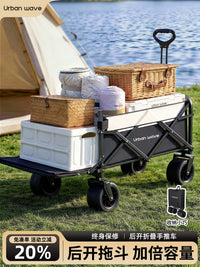 Urbanwave 300L Collapsible Outdoor Utility Wagon with Tabletop for Camping, Picnics, and Shopping