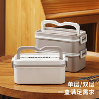 Portable Double-Layer Lunch Box with 304 Stainless Steel or PP Liner, Microwave Safe Bento Box for Students