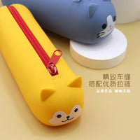 Cartoon Silicone Pencil Case, Large Capacity, Multi-functional Storage Pouch for School Supplies