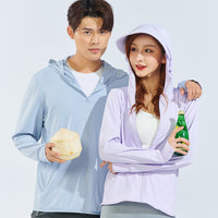 Unisex Summer Ice Silk Sun Protection Jacket with Detachable Wide Brim Hood