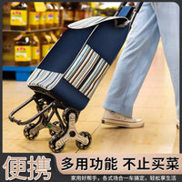 Foldable Shopping Cart with Wheels, Portable Grocery Utility Cart for Seniors, Stair Climbing Hand Truck