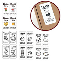 100-Pack Cute Expression Rectangular Thank You Stickers for Gift Boxes & Food Packaging