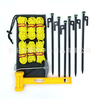 Reflective Guy Ropes with Luminous Tent Stakes, 5mm Outdoor Camping Tent Cord with 30cm Black Carbon Steel Pegs
