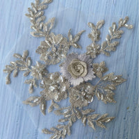 3D Floral Embroidered Lace Applique for Cheongsam & Gown Decoration