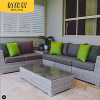 Outdoor Wicker Sofa Set with Coffee Table for Patio Garden Villa
