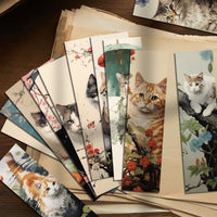 30-Pack Japanese Cat Bookmark Set with Blessing Messages