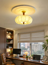 French Vintage Fabric Ceiling Lamp for Living Room Bedroom Study