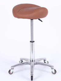 Ergonomic Saddle Stool with Backrest, Adjustable Height, Silent Wheels, for Salon and Workshop