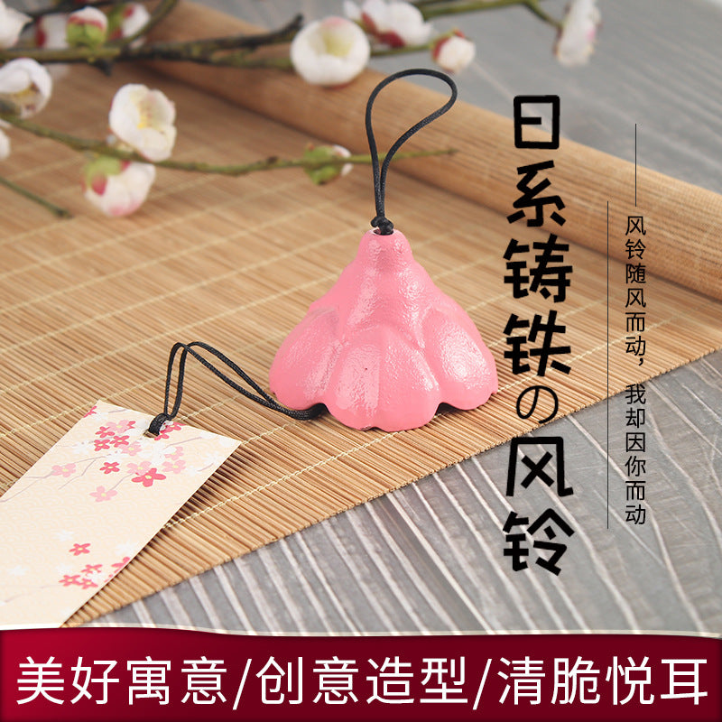 Japanese Cast Iron Wind Chime with Cherry Blossom and Firework Designs