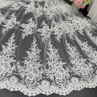 Sequin Lace Embroidered Fabric for Wedding Dresses and Curtains
