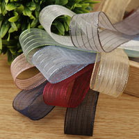 Glitter Stripe Organza Ribbon for DIY Crafts, Hair Accessories, Floral Arrangements, and Gift Wrapping