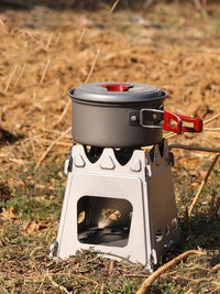 Portable Titanium Alloy Wood Burning Camping Stove for Outdoor BBQ and Backpacking