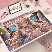 Cartoon Anime Girl Non-Slip Desk Mat with Diatomaceous Earth for Keyboard and Mouse