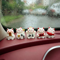 Lucky Fortune Cat Car Dashboard Ornament Set