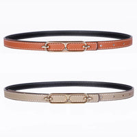 Women's Reversible Genuine Leather Dress Belt with Gold Buckle