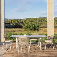 Outdoor Patio Wicker Dining Set with Rock Slab Table and Chairs, Weather-Resistant for Garden, Balcony, and Villa
