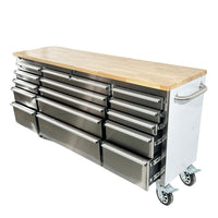 72-Inch 15-Drawer Rolling Tool Chest with Stainless Steel Worktop