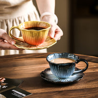 Luxury Floral Coffee Cup and Saucer Set for Latte and Afternoon Tea