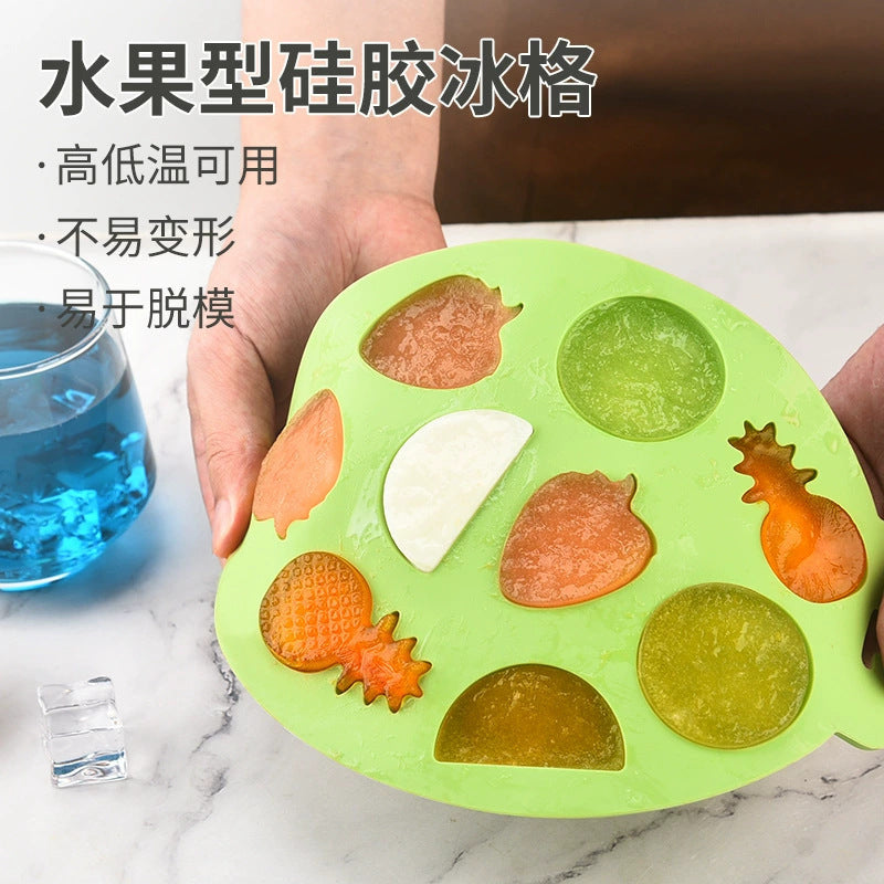 2025 Creative Fruit-Shaped Ice Cube Mold with Lid - Silicone DIY Food Container for Home Use