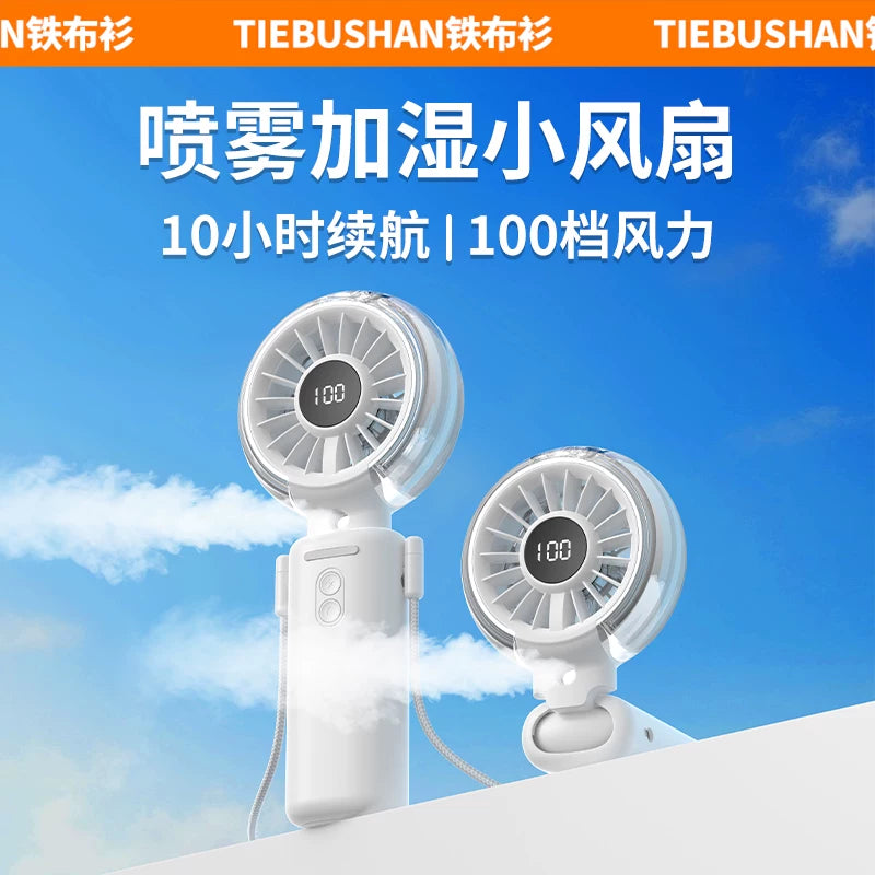 Portable Misting Handheld Fan with 100-Speed Cooling and Long-Lasting Battery