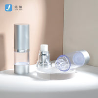 Frosted Silver Airless Pump Bottle for Lotion, Serum, and Toner - AS Transparent Refillable Cosmetic Container