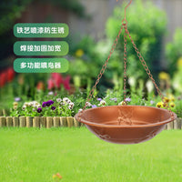 Decorative Iron Bird Feeder & Bath for Garden, Hanging Hummingbird Feeder with Multi-functional Design