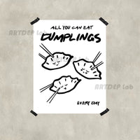 Hand-Drawn New Year Dumpling Illustration Poster for Wall Decor