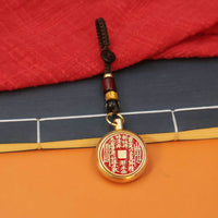 Brass Mountain Ghost Coin Rotating Keychain with Zodiac Gourd Pendant for Good Fortune