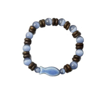 New Chinese Style Blue Fish Beaded Cat Eye Bracelet for Summer