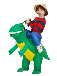 Inflatable Dinosaur Rider Costume for Kids - Jurassic Themed Cosplay Outfit for Performances and Parties