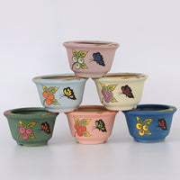 Hand-Painted Ceramic Succulent Planter with Butterfly Relief for Desktop Decor